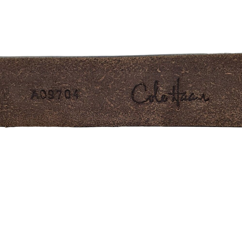 Vintage Cole Haan Dress Belt Brown Men's Size 36 Inch Leather Solid Brass Buckle - Picture 3 of 12